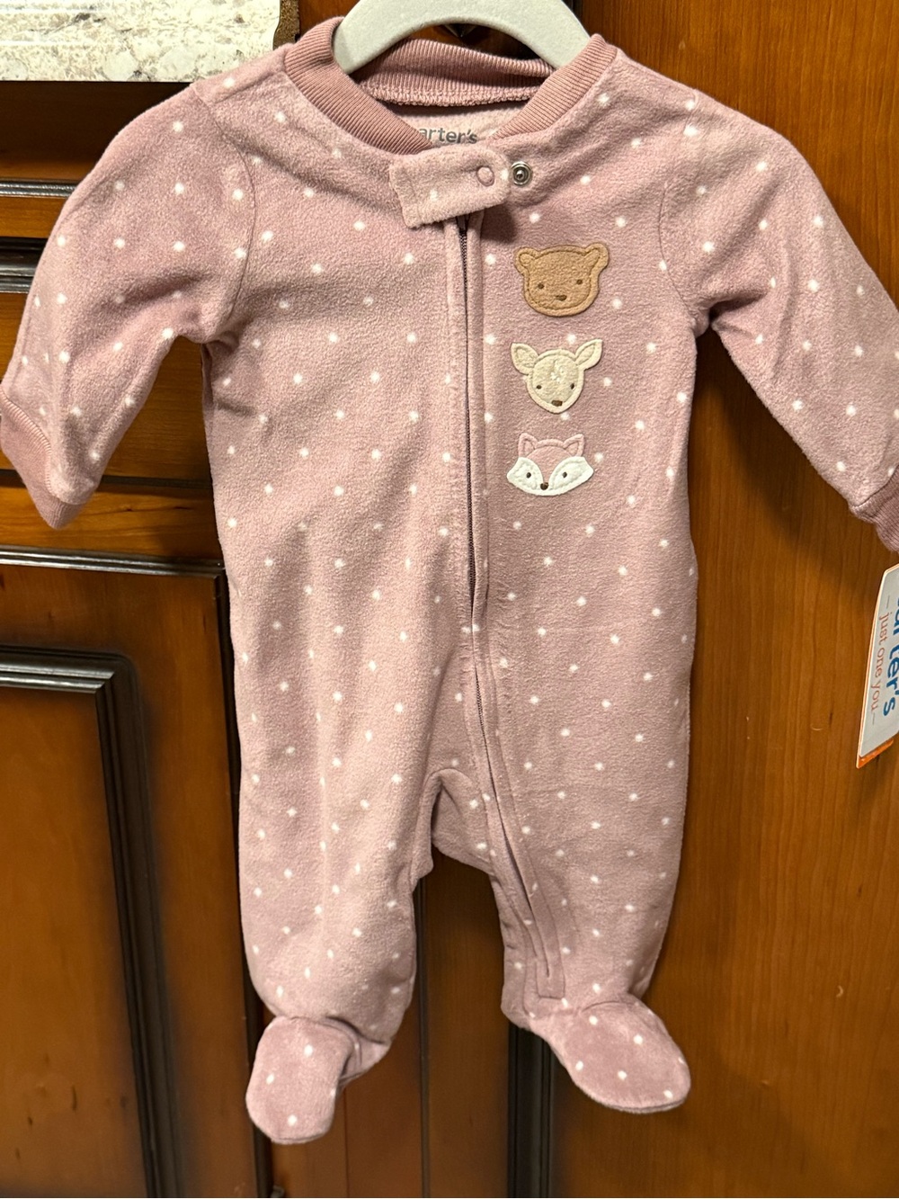 Carter's Lavender Polka Dot Fleece Baby One-Piece
